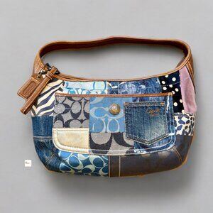 Coach Blue Denim Patchwork Hobo Shoulder Bag 10808